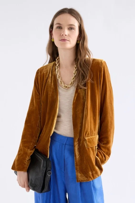 Velvet Soft Blazer Jacket Golden Velvet Soft Blazer Jacket Golden