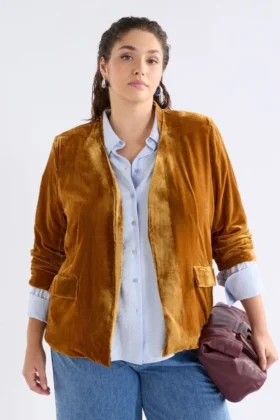 Velvet Soft Blazer Jacket Golden Velvet Soft Blazer Jacket Golden